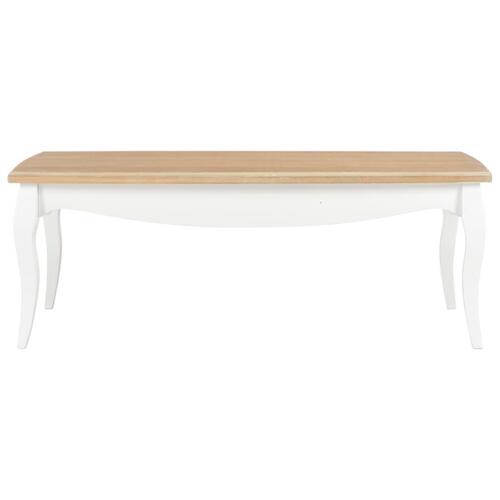 Sofabord 110x60x40 cm massivt fyrretræ hvid og brun