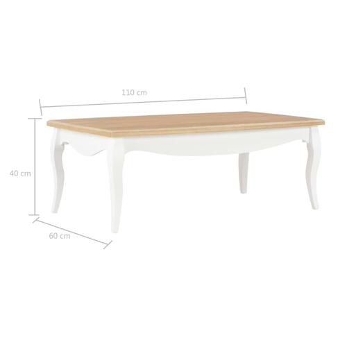 Sofabord 110x60x40 cm massivt fyrretræ hvid og brun