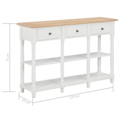 Konsolbord 120 x 30 x 76 cm MDF hvid