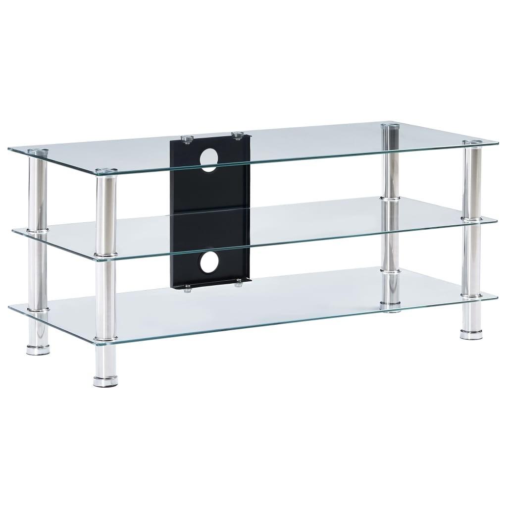Tv-bord 90 x 40 x 40 cm hærdet glas transparent