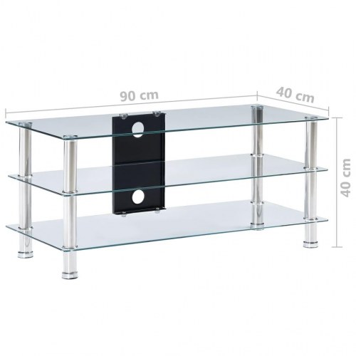 Tv-bord 90 x 40 x 40 cm hærdet glas transparent