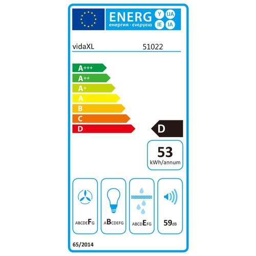 Hængende ø-emhætte med touchsensor LCD 55 cm pulverlakeret stål