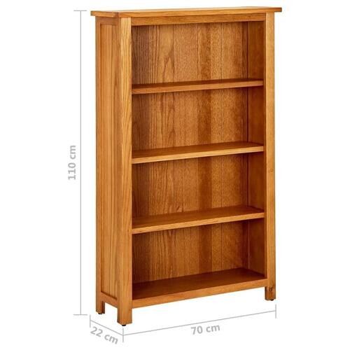 Bogreol med 4 hylder 70x22x110 cm massivt egetræ