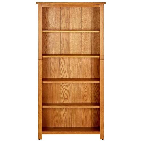 Bogreol med 5 hylder 70x22x140 cm massivt egetræ