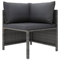 Hjørnedel til sofa med hynder polyrattan grå