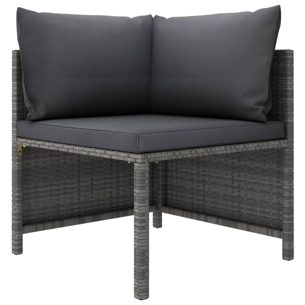 Hjørnedel til sofa med hynder polyrattan grå