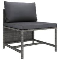 Midterdel til sofa med hynder polyrattan grå