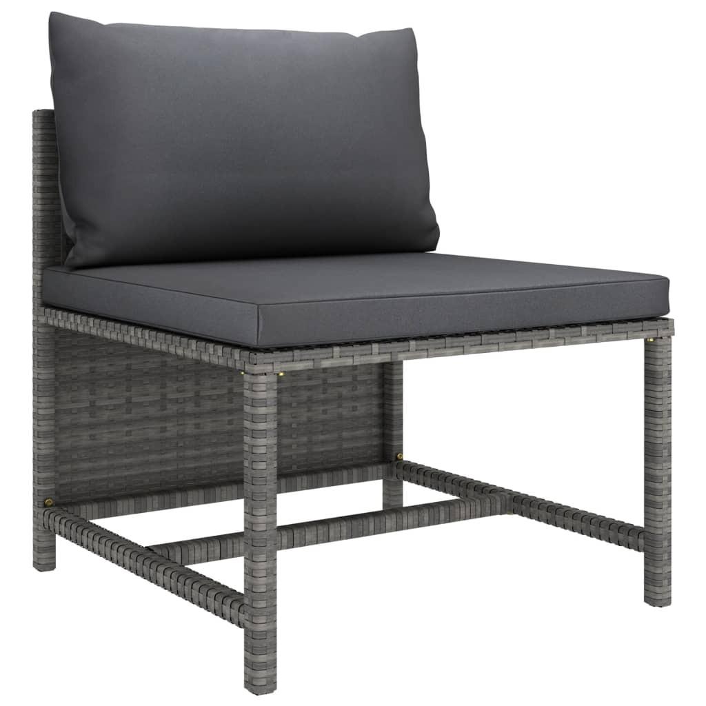 Midterdel til sofa med hynder polyrattan grå