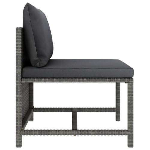 Midterdel til sofa med hynder polyrattan grå