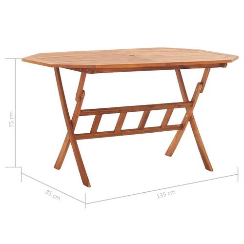 Foldbart havebord 135 x 85 x 75 cm massivt akacietræ