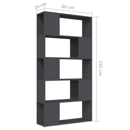 Bogskab/rumdeler 80x24x155 cm spånplade grå
