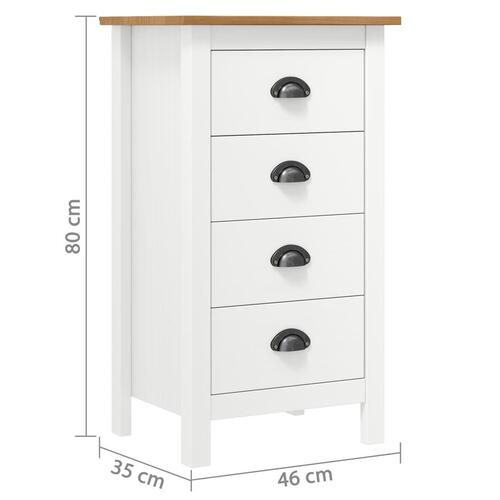 Skænk Hill 46x35x80 cm massivt fyrretræ hvid