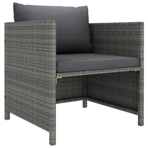 Loungesæt til haven 8 dele med hynder polyrattan grå