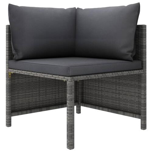 Loungesæt til haven 9 dele med hynder polyrattan grå