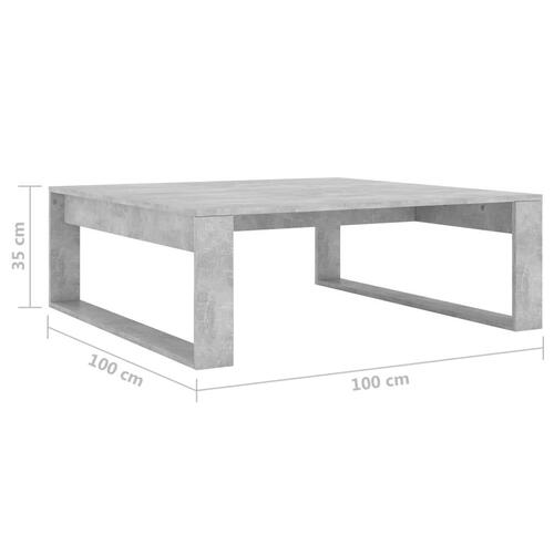 Sofabord 100x100x35 cm konstrueret træ betongrå