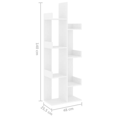 Bogreol 48x25,5x140 cm konstrueret træ hvid