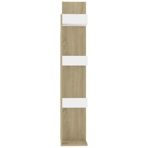 Bogskab 48x25,5x140 cm spånplade hvid og sonoma-egetræsfarvet