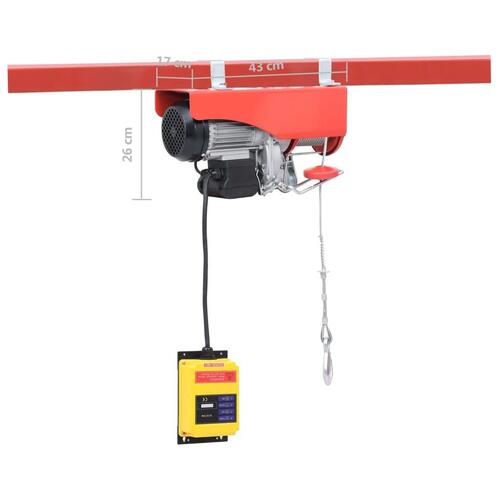 Elektrisk hejs med trådløs fjernbetjening 1300 W 500/999 kg