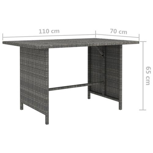 Havebord 110x70x65 cm polyrattan grå