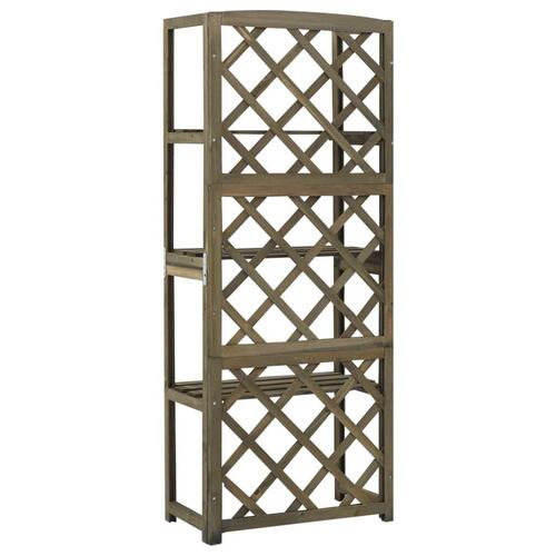 Espalier med hylder 55x30x140 cm massivt grantræ grå