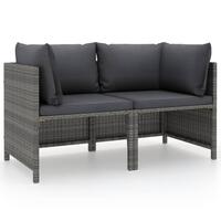 2-personers havesofa med hynder polyrattan grå