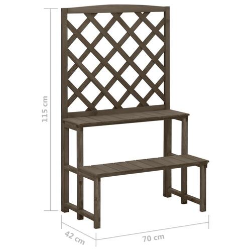 Plantestativ med espalier 70x42x115 cm massivt grantræ grå