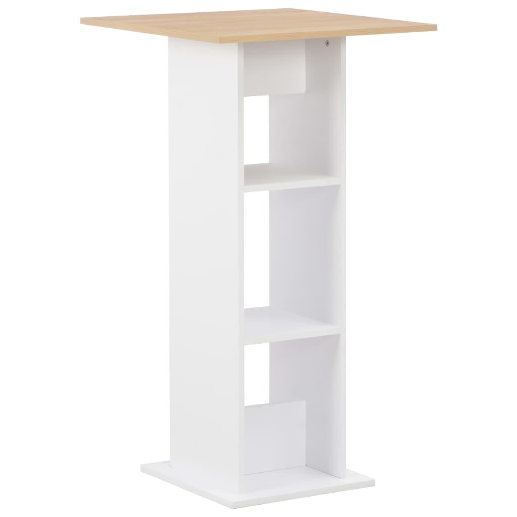 Barbord 60x60x110 cm hvid og sonoma-eg