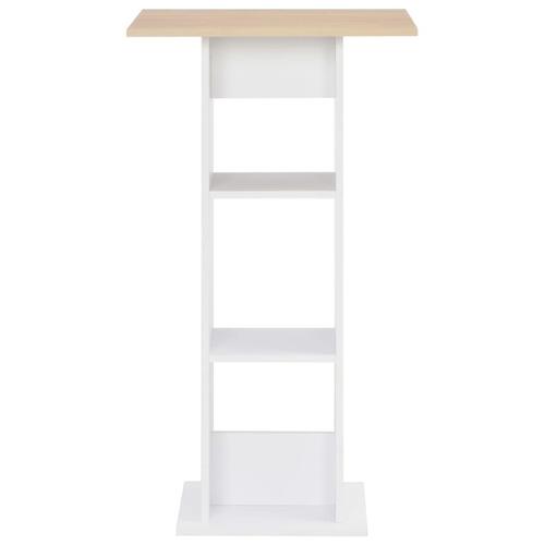 Barbord 60x60x110 cm hvid og sonoma-eg