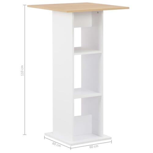 Barbord 60x60x110 cm hvid og sonoma-eg