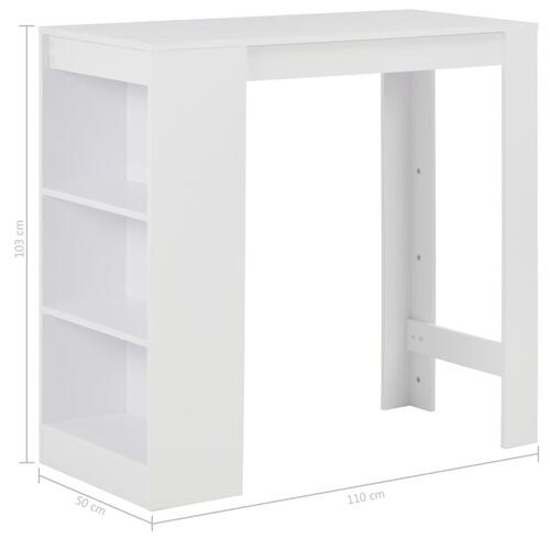 Barbord med hylde 110x50x103 cm hvid