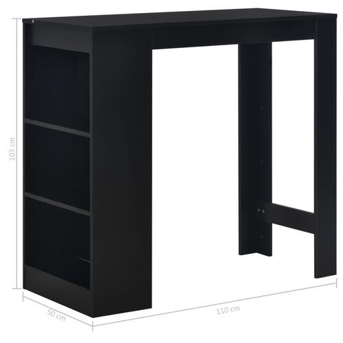 Barbord med hylde sort 110 x 50 x 103 cm
