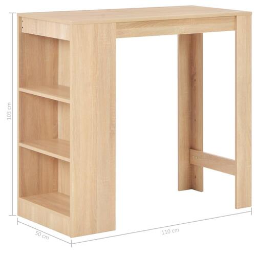 Barbord med hylde 110 x 50 x 103 cm egetræsfarve