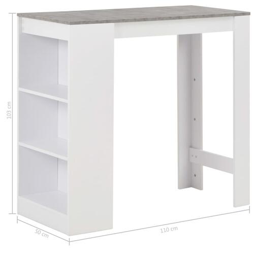 Barbord med hylde 110 x 50 x 103 cm hvid