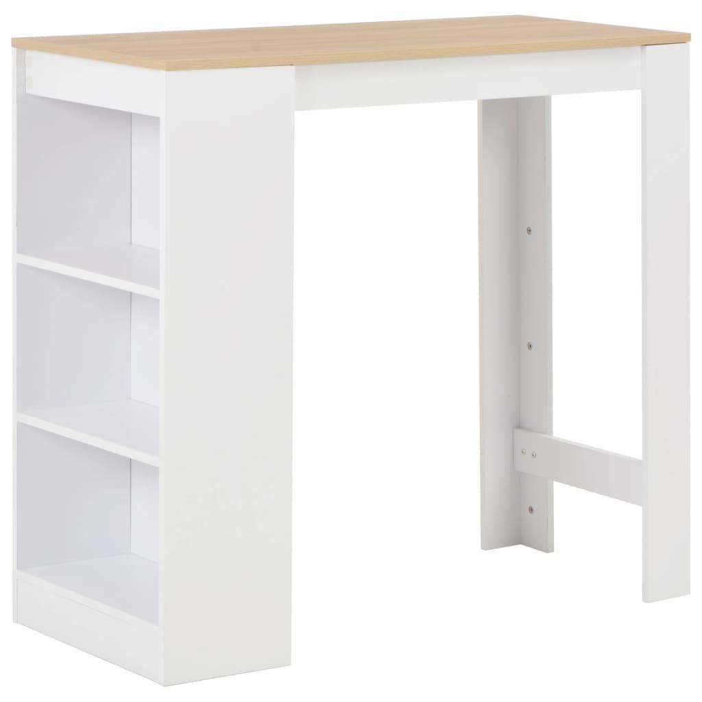 Barbord med hylde 110 x 50 x 103 cm hvid