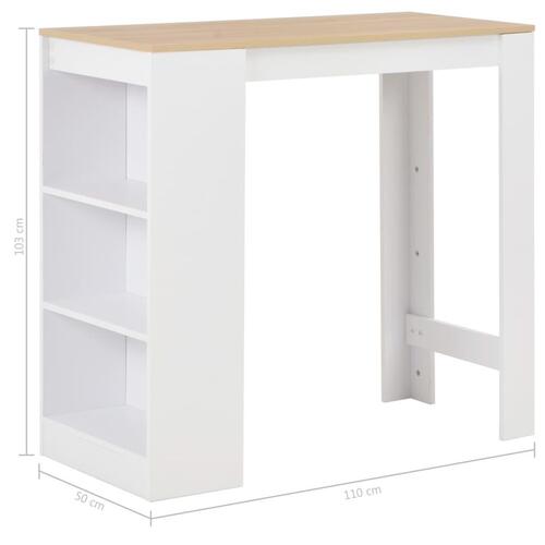 Barbord med hylde 110 x 50 x 103 cm hvid