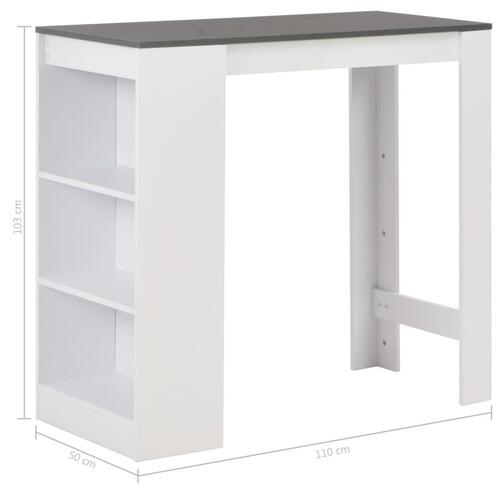 Barbord med hylde 110 x 50 x 103 cm hvid