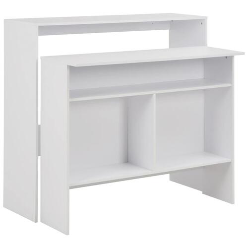 Barbord med 2 bordplader 130x40x120 cm hvid