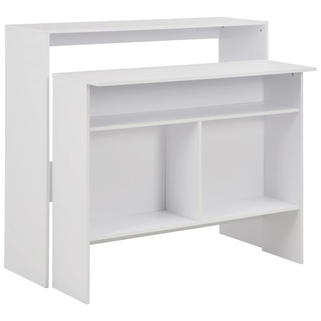 Barbord med 2 bordplader 130x40x120 cm hvid