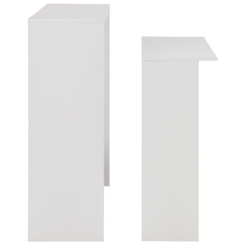 Barbord med 2 bordplader 130x40x120 cm hvid