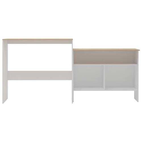 Barbord med 2 bordplader 130x40x120 cm hvid og eg