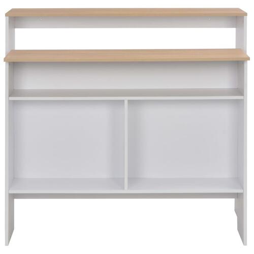 Barbord med 2 bordplader 130x40x120 cm hvid og eg