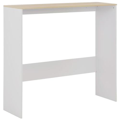 Barbord med 2 bordplader 130x40x120 cm hvid og eg