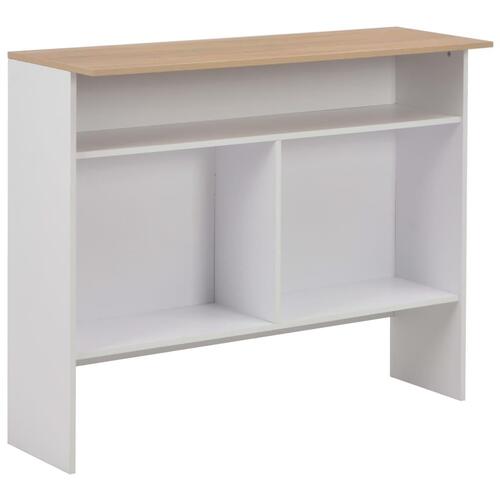 Barbord med 2 bordplader 130x40x120 cm hvid og eg