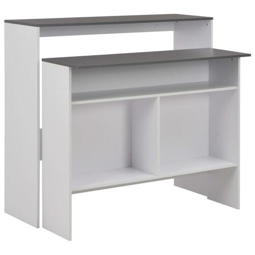Barbord med 2 bordplader 130x40x120 cm hvid og grå