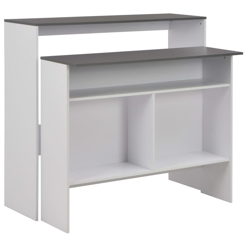 Barbord med 2 bordplader 130x40x120 cm hvid og grå