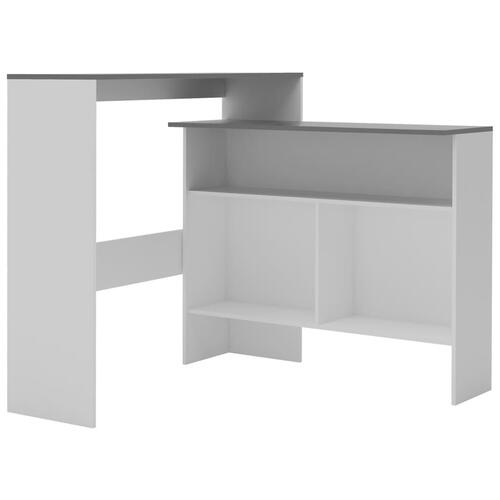 Barbord med 2 bordplader 130x40x120 cm hvid og grå