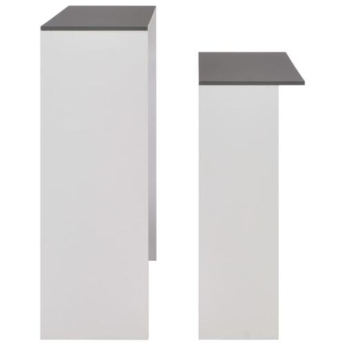 Barbord med 2 bordplader 130x40x120 cm hvid og grå