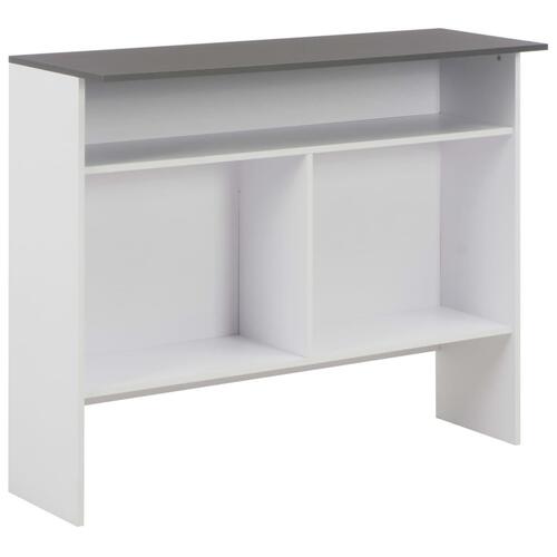 Barbord med 2 bordplader 130x40x120 cm hvid og grå