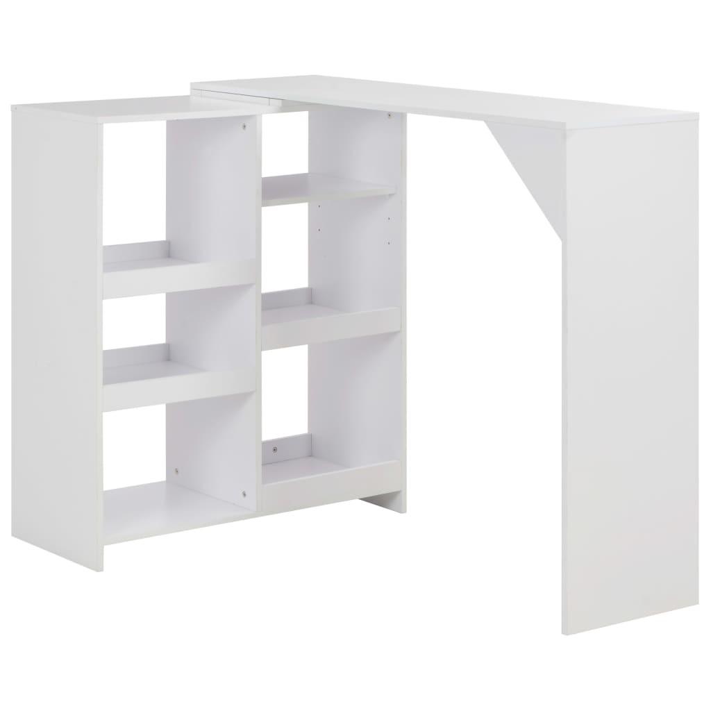 Barbord med flytbar hylde 138x39x110 cm hvid
