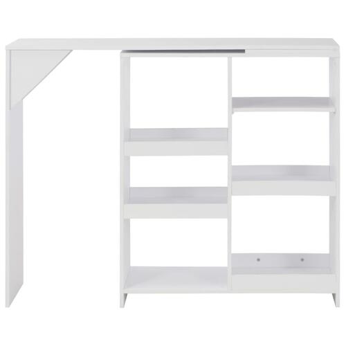 Barbord med flytbar hylde 138x39x110 cm hvid